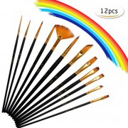 12Pcs 1Pack Nylon Hair Paint Brushes Set